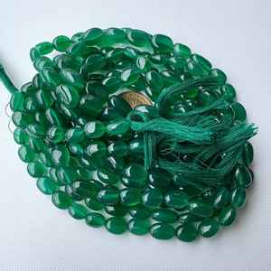 Cuentas de Piedra Preciosa de Ónix Verde Natural, Ovaladas, Lisas, para Joyería, Hilo de Piedras Sueltas de Alta Calidad - Product Image 1