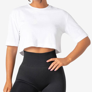 Short Sleeve Crew Neck Design <b>Crop</b> T-Shirt Activewear Sports <b>Top</b> Blank Custom Logo Factory Sale Quick Dry Loose T-Shirt - Product Image 5