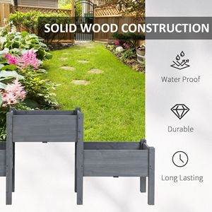 73 \ "x18 \" x32 \ "Grey letto da giardino in legno a 3 livelli con Design autoportante per erbe e fiori - Product Image 5
