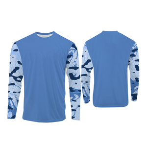 Camisa de Pesca de Manga Larga para Hombre, Diseño de Lubina con Estampado por Sublimación, UPF 50, Anti-UV, Patrón Azul Verde, Ropa para Exteriores - Product Image 5