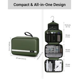 Maliton <b>Large</b> Hanging <b>Toiletry</b> <b>Bag</b> for Men and Women 4 Compartment Hygiene Travel <b>Bag</b> with 'W' Design - Product Image 3