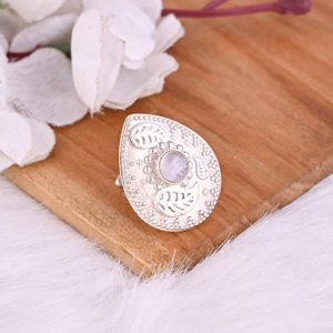 Natural Rainbow <b>Moon</b> <b>Stone</b> Statement Pear Shape <b>Ring</b> | 925 Sterling Silver - Product Image 4