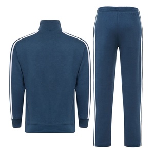 Survêtement unisexe bleu marine à manches longues, couleur unie, style sportif avec poches latérales, fermeture éclair, coupe classique, pour l'automne, en vente - Product Image 3