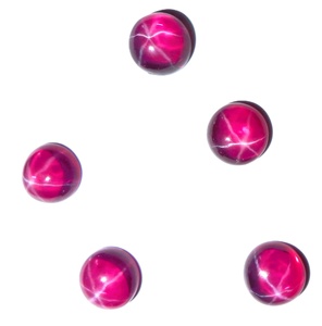 Rubí Estrella Transparente Redondo de 8x8 mm, 3 Quilates, Creado en Laboratorio, Cabujón Pulido con Efecto de Estrella de 6 Puntas para Joyería - Product Image 4