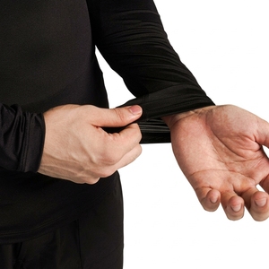 Haut de sport à manches longues pour homme, compression, anti-UV, noir, séchage rapide, coupe ajustée, manches intégrales, spandex, polyester - Product Image 5