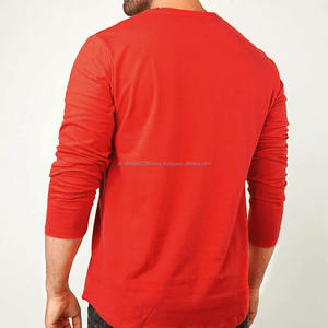 Camiseta de Hombre de Poliéster de 280GSM de Alto Gramaje al por Mayor con Manga Larga 100% Algodón, Ajuste Delgado y Diseño Sólido con Ringer 100% Algodón - Product Image 3