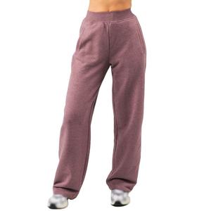 Pantalones de chándal de felpa francesa para mujer al por mayor – Joggers de cintura alta apilados de algodón con pierna recta y patchwork en blanco - Product Image 3
