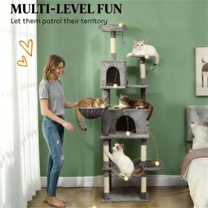 Arbre à chat multi-niveaux gris foncé et griffoir premium pour chat - Product Image 3
