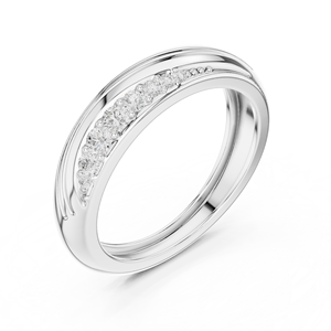 Anillo de Oro Blanco de 14K con Baño de Rodio, Elegante Diseño de Onda, Diamante Cultivado en Laboratorio de Corte Redondo, Menos de 1 Quilate, para Compromiso o Boda - Product Image 2