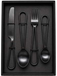Juego de Cubiertos de Acero Inoxidable con Acabado Negro Satinado - Product Image 1