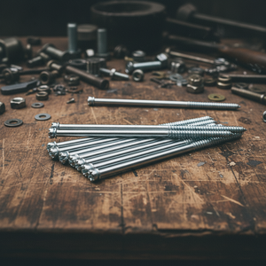 Tornillos para Madera PDC de Doble Rosca Métrica/Pulgada, Diámetro M6-M12, Cabeza Ranurada, Rosca Parcial, Clase 4.8 6.8, Acero al Carbono Zincado DIN - Product Image 1