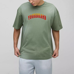 เสื้อยืดผู้ชายคอตตอน 100% ทรงหลวม ไซส์พลัส รุ่นคัสตอม 2026 ตกไหล่ ซันเฟดวอช ปักโลโก้ หนานุ่ม ทรงโอเวอร์ไซส์ ฮิปฮอป แห้งเร็ว - Product Image 1