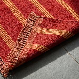 Elegant Handwoven <b>Wool</b> Solid Color Area Rug <b>Red</b> Golden Textured Carpet Fringe Modern Style for Living Room Bedroom Home Decor - Product Image 6