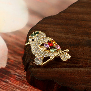 Handmade Multicolor Crystal Bird <b>Brooch</b> Vintage Gold Tone Lapel <b>Pin</b> Animal Fashion Jewelry Rhinestone Gift Wedding Anniversary - Product Image 5