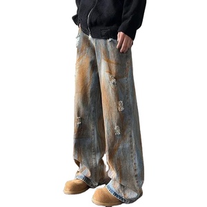 2025 Hip Hop Fashion Jeans New Men's Y2K Vintage Side Striped Straight Jean High Street Wash Blue Baggy Denim Pantalones Hombre - Product Image 1