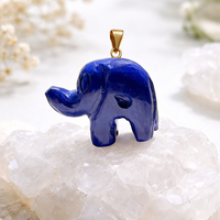 Pendentif Éléphant en Labradorite Naturelle Sculptée à la Main, Breloque Animale en Pierre Précieuse, Figurine Porte-Bonheur, Fourniture pour Fabrication de Bijoux
