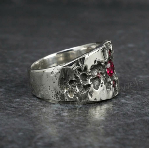 Handmade Solid Vintage 925 Sterling Silver Christian <b>Men's</b> Signet <b>Ring</b> <b>Ruby</b> Cubic Zirconia Gemstones Engagement Everyday Wear - Product Image 3