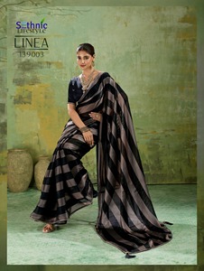 Sari indien ethnique magnifique et élégant avec broderies pour les occasions de fête et de mariage, tenue tendance et chic pour femmes - Product Image 3