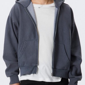 เสื้อฮู้ดดี้ผู้ชายไซส์ใหญ่ ซิปเต็มตัว ผ้าฝ้ายฟลีซ 100% โลโก้เรียบง่ายที่อก สไตล์สตรีทแวร์ รับผลิตแบบ OEM ขายส่ง แบรนด์ส่วนตัว - Product Image 5