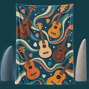 Custom Printed <b>Throw</b> Blanket Aardvark Grapefruit Ukulele Discus Dugong Samosa Sublimation Flannel Fleece Polyester - Product Image 5