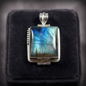 Labradorite 925 Sterling Silver Handmade Pendant Natural Blue Flash Gemstone Jewelry Statement Pendant Bezel Setting - Product Image 3