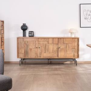 Vandana Autumn Mark 3-door <b>sideboard</b> with acacia wood Puzzle pattern inset fronts - Product Image 1