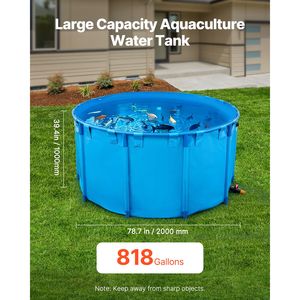 Laghetto Pieghevole Rotondo in PVC da 818 Galloni con Telo di Copertura e Telaio Stabile per Koi e Pesci Rossi - Product Image 2