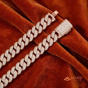 Rose Gold Plated Moissanite <b>Necklace</b> Fashion Jewelry Cuban Link <b>Chain</b> for Women Men Elegant Gifts New York City Fine Jewelry NYC - Product Image 2