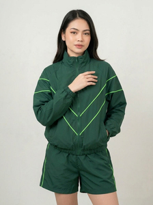 Chaqueta con cremallera para mujer, de manga larga, transpirable, de poliéster tejido, para otoño, la mejor chaqueta cortavientos a la moda. - Product Image 1