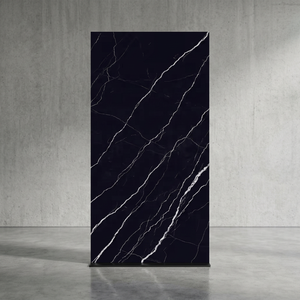Dalle en pierre frittée en porcelaine Marquina Nero Matt 160x320cm, finition brillante Calacatta Blanc, pour sol extérieur, carrelage en porcelaine pour chambre. - Product Image 2
