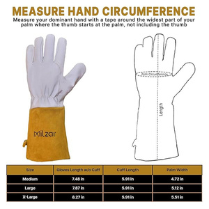 Gants anti-coupure et anti-chaleur en cuir de chèvre sur mesure pour femmes, pour soudage MIG TIG et protection au travail - Product Image 6