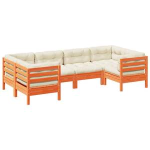 Ensemble de canapés de jardin en bois de pin massif brun ciré, tissu Oxford avec coton PP, mobilier d'extérieur élégant - Product Image 2