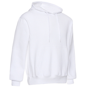 <b>Men's</b> <b>White</b> Hooded Fleece <b>Sweatshirt</b> Regular Fit Solid Color Formal Cotton Pullover Breathable 300g Winter Wear - Product Image 5