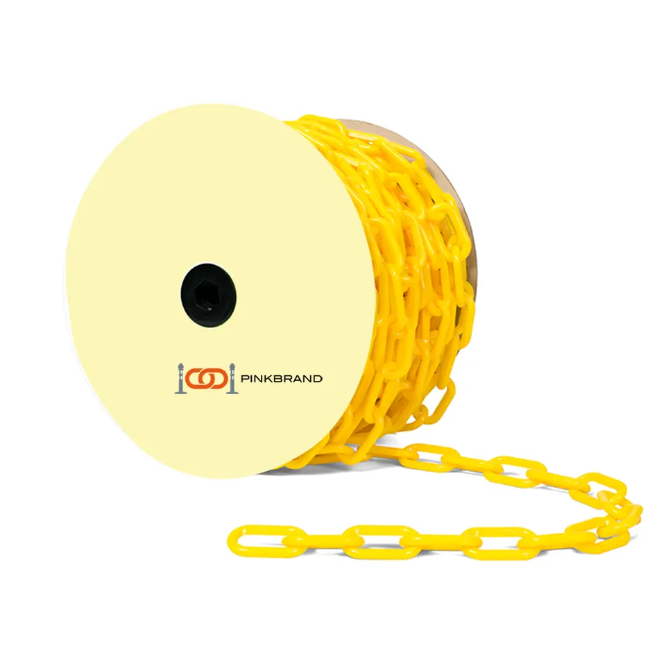 Highway Traffic Worksite Safety Barrier Warning Decorative PE link 8mm25M(yellow) Coloured Plastic Thick Chain