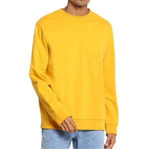 เสื้อสเวตเชิ้ตแขนยาวคอกลมสีเหลืองมัสตาร์ดสำหรับผู้ชาย ผ้าฟลีซ รับทำโลโก้ตามสั่ง รับผลิตแบบ OEM ODM ขายส่งเสื้อผ้า - Product Image 1