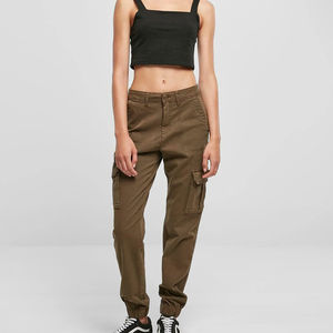 Pantalon cargo taille haute à jambes larges pour femme, idéal printemps-été, décontracté, uni, avec poches plates sur le devant, respirant, écologique et antistatique - Product Image 6