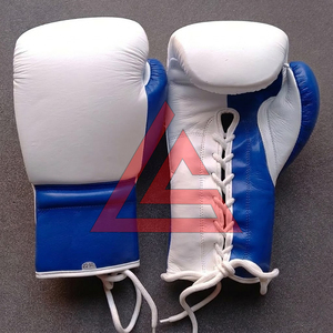 Nuevos Guantes de Boxeo Profesionales Pro Fight con Cordones, Color Blanco y Azul, Agarres Personalizados Winning, Hechos de Cuero Genuino para Entrenamiento - Product Image 5
