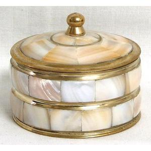Pot de cire parfumée en métal forme de bol rond fait à la main plaqué or avec incrustation d'os design pot de bougie de décoration de maison et de mariage - Product Image 1