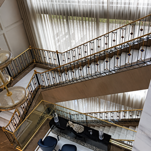 Luxury Metal Stair <b>Railing</b> Indoor Balcony Guardrail Brass Handrail Modern Iron Baluster Fence for Villa Hotel Home Staircase - Product Image 1