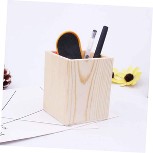 Porte-stylos en bois, porte-crayons hexagonal, porte-pinceaux de maquillage, vase, cactus, pot à crayons pour enfant, en bois de pin - Product Image 2