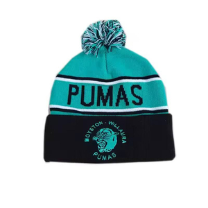 Bonnet personnalisé à pompon 100 % acrylique tricoté jacquard avec logo brodé, bonnet d'hiver ajustable pour équipe sportive, bonnet à pompon en fourrure - Product Image 2