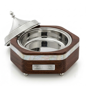 Majlis Style Thermal Food Warmer Casserole Dish with Natural Wood and Pearl Finish Bulk Supply for Hospitality & Resorts - Product Image 3