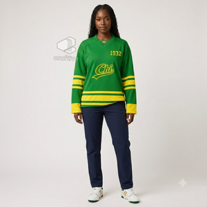 Camiseta de Hockey sobre Hielo de la Hermandad Chi Eta Phi, Verde y Amarilla, Malla de Poliéster, Absorbe la Humedad, Rendimiento Atlético, Ropa Deportiva - Product Image 5