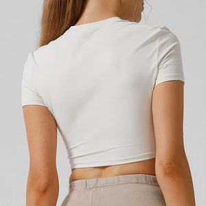 T-shirt streetwear OEM personnalisé, crop top pour femme, t-shirt blanc à haute élasticité, personnalisable, crop tops blancs pour femme - Product Image 6