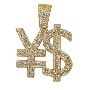 Collar de Hip Hop con Letras Brillantes de Diamantes, Diseño de Dólar y Signo de RMB, Estilo Rapero Estadounidense, Ideal para Bailar - Product Image 4