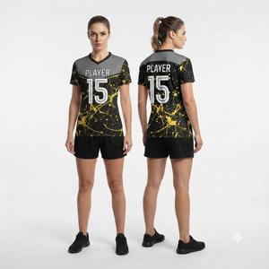 เสื้อเจอร์ซีย์ปิคเคิลบอลสำหรับผู้หญิง แขนสั้น ระบายเหงื่อได้ดี ทรงสปอร์ต สีดำลายเขียว หมายเลขทีม 12 - Product Image 4