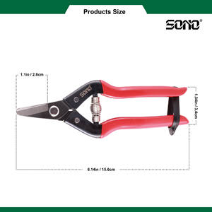 Tijeras de podar industriales SONO J51V de uso ligero con cuchillas de acero al carbono duraderas, acabado negro, mangos metálicos y empuñaduras de PVC OEM - Product Image 4