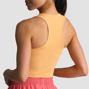 Top corto sin mangas con media cremallera, de compresión, de alta elasticidad, diseño personalizado, para gimnasio y running, con efecto push-up, de Spandex - Product Image 5