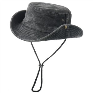 Chapeau Bob de Pêcheur Vintage en Coton Lavé Tendance avec Logo Brodé 3D, Bord Large, Style Rétro Vieilli, pour l'Extérieur, avec Cordon - Product Image 4