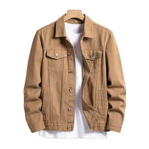 Oversize Mens Denim <b>Jean</b> Jacket Casual Button Up Coat <b>Workwear</b> Relaxed Fit Everyday Outerwear Custom Logo Bulk Clothing Order - Product Image 1